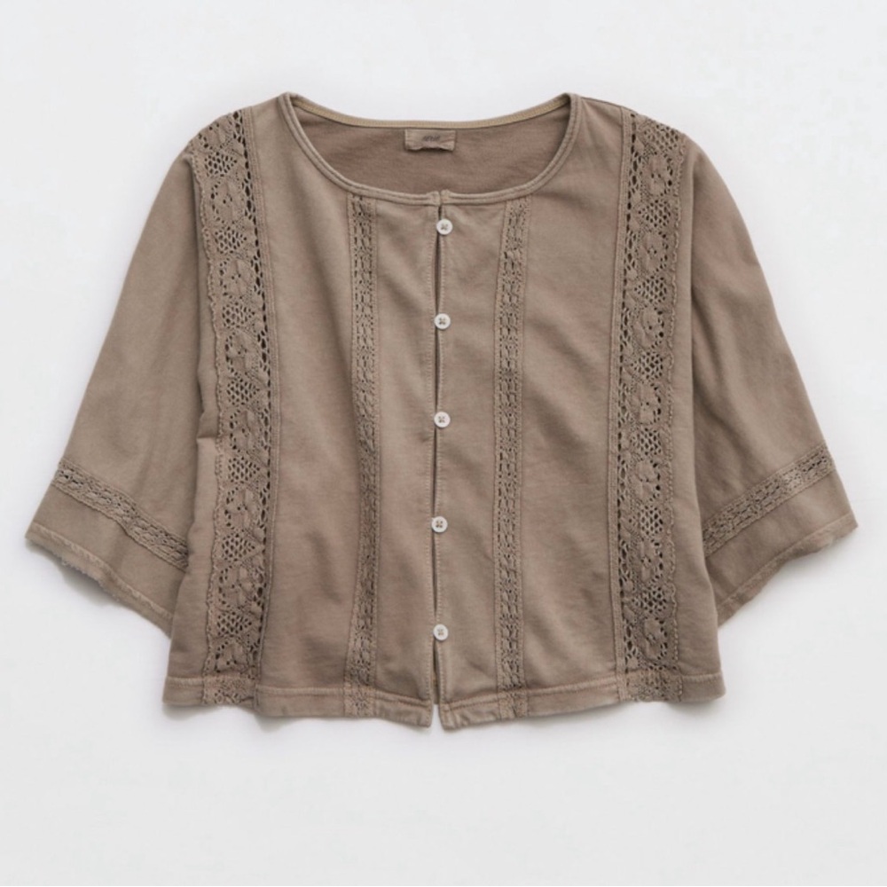 Aerie short sleeve crochet top